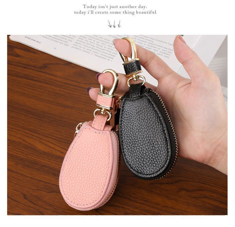 Litchi Pattern Car Key Bag, Unisex Car Key Storage Bag, Creative, Fashionable and Simple Keychain Pendant