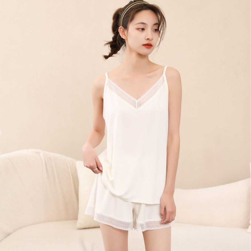 New Pajamas for Women, Summer Camisole Two-Piece Set, Sleeveless Loose Loungewear, Suitable for Wearing Outside as a Base Layer Sold at a Loss