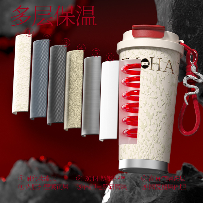 新款咖啡杯蛇年新款水杯陶瓷内胆节日送礼现货|undefined