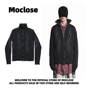 Moclose Autumn and Winter Thorn Totem Old Hole Warm Men's and Women's Zipper Turtleneck Knitwear Outwear Wool Knitwear