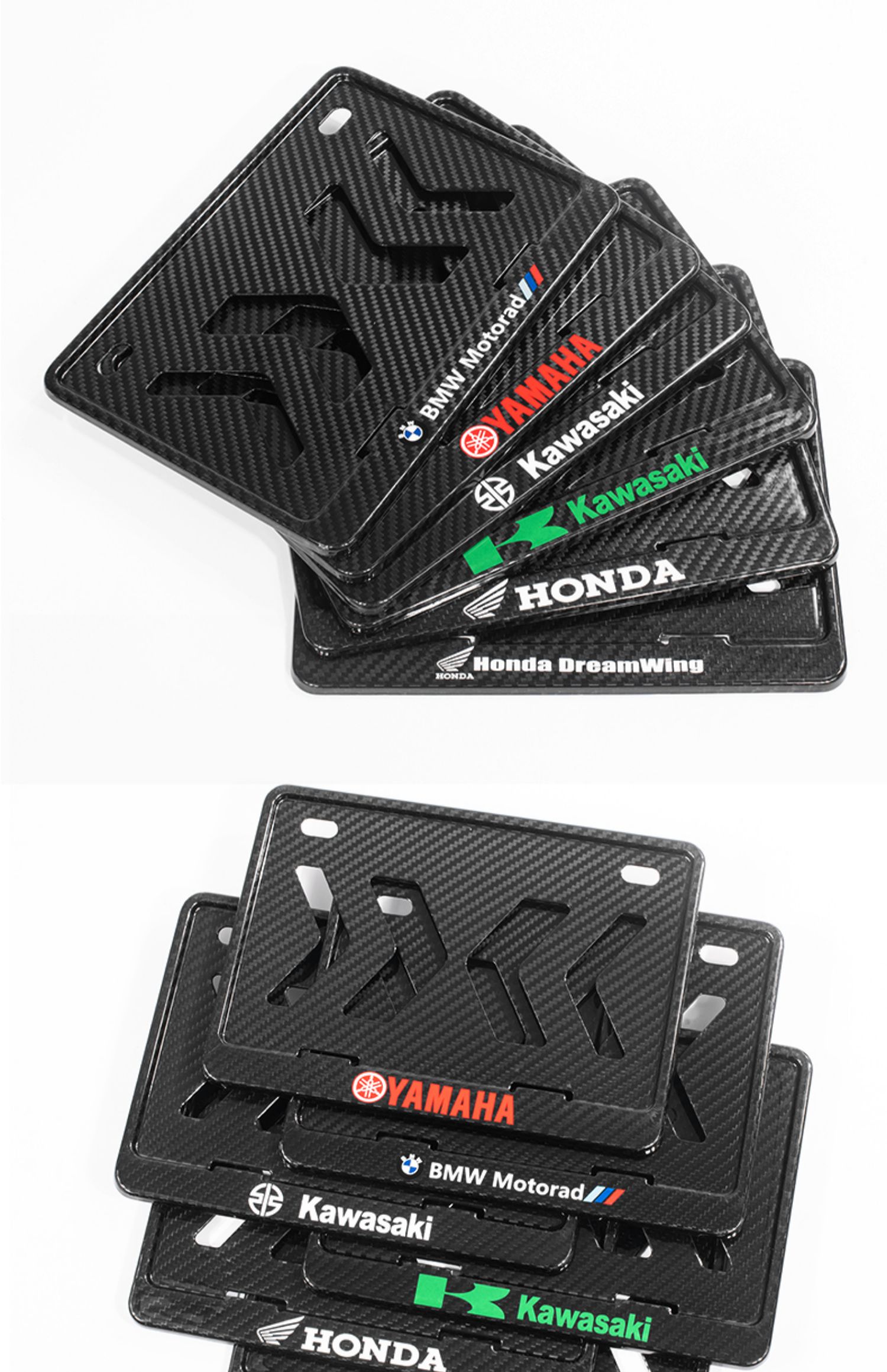 Suitable for Dry Carbon Fiber Motorcycle License Plate Frame, Rear License Plate Frame, Shockproof, for Yamaha, Kawasaki, Honda, No. 9