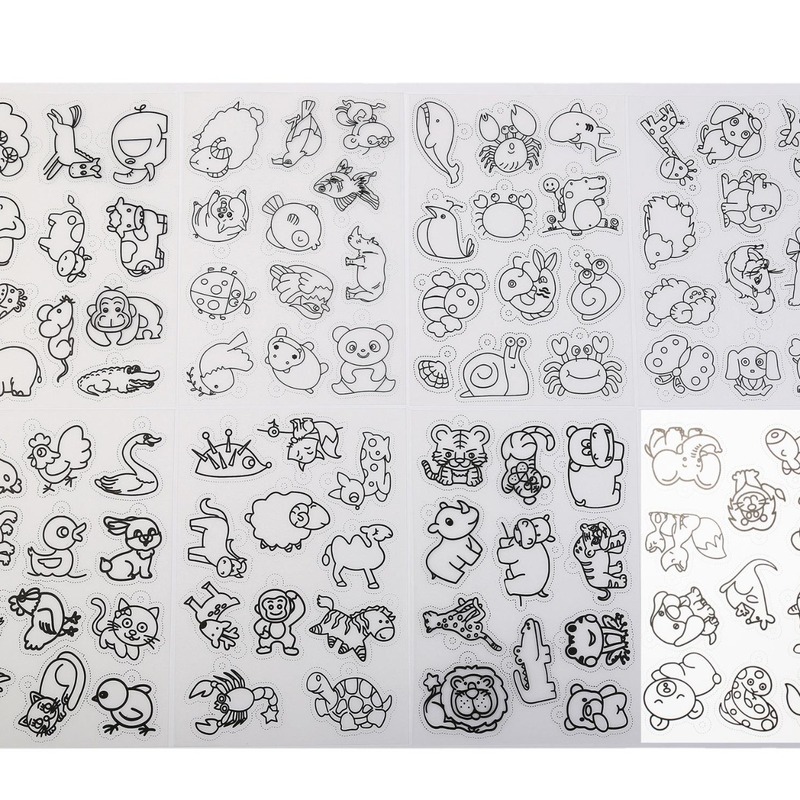 アマゾン熱収縮シートカラー鉛手描きdiy印刷パターン付き着色熱収縮シート半透明8枚/バッグ|undefined