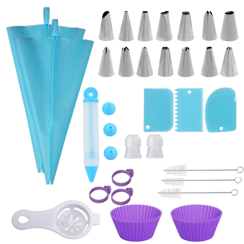 34 шт., набор для украшения, чашка для кексов, сепаратор яичного белка, мешок для украшения, скребок, насадка для крема для торта, инструмент для выпечки