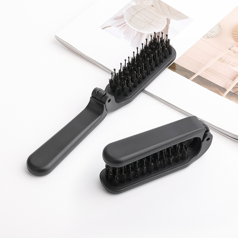 Nuevo ámbar plegable melina de cerdo peine portátil para viajar damas cabello rizado peine de estilo suelto