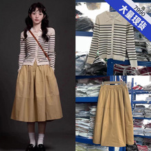 明星同款时尚休闲卡其色减龄蓬蓬裙女A字高腰松紧半身裙