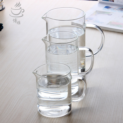 High borosilicate glass cup, high temperature resistant household baking glass beaker, thickened transparent glass milk cup, graduated cup, measuring cup