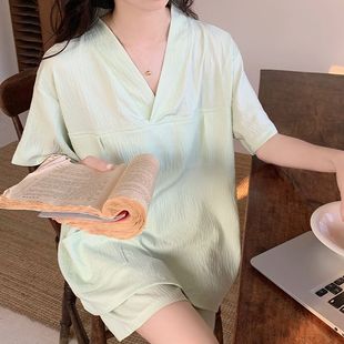 Sauna Suit, Pajamas, Women's Gauze Bathing Suit, Summer Two-Piece Suit with Built-In Chest Pad, Kimono, Massage Sauna Suit, Home Clothes