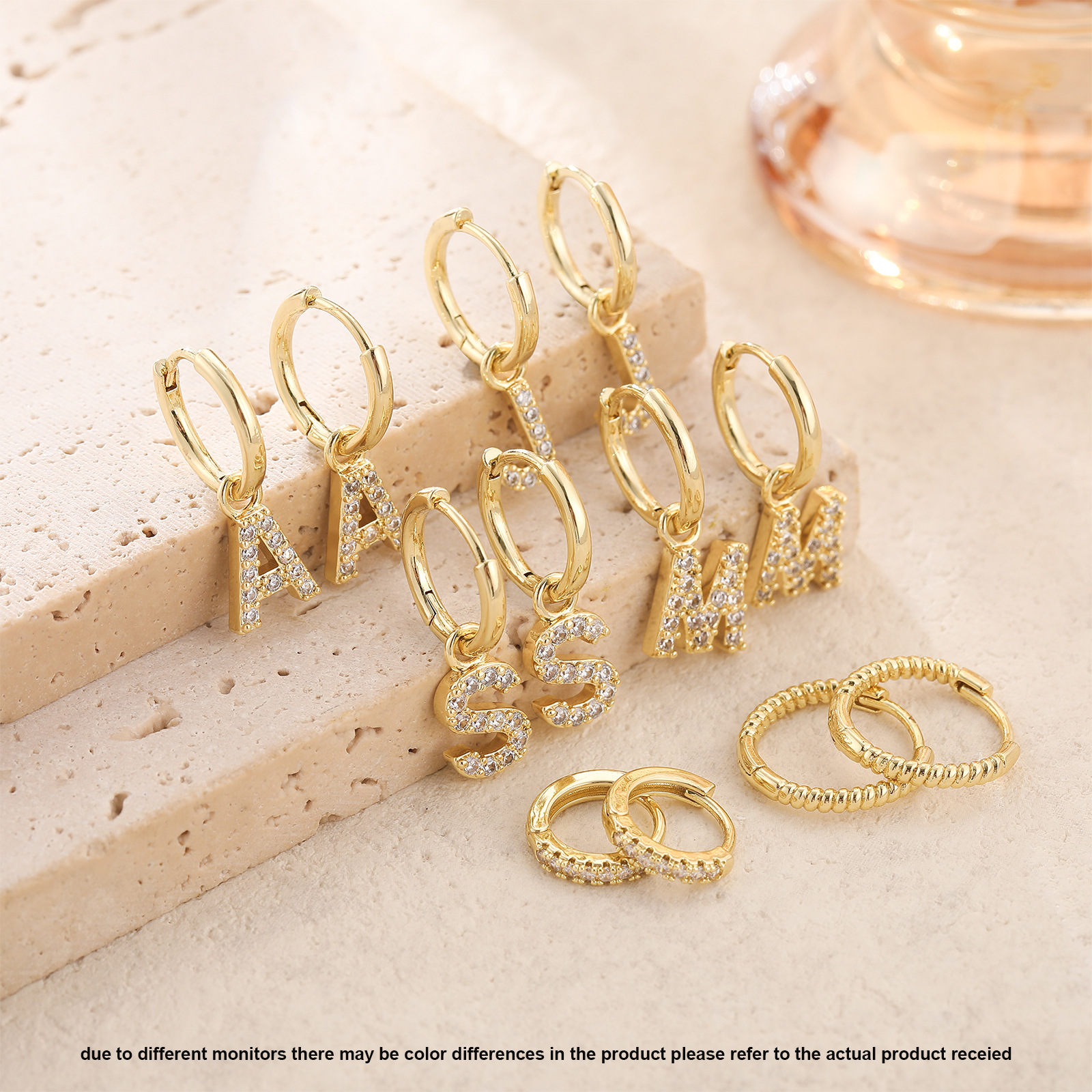 Three Piece 14k Gold Plated Stud Earrings Set For Women_voghion.com