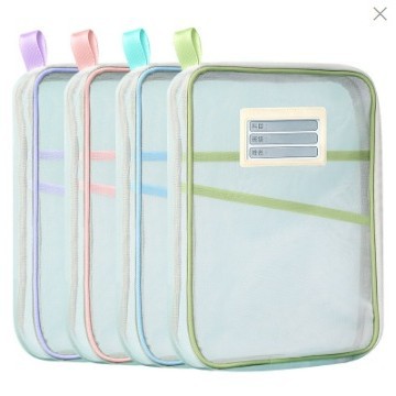 A4 doble capa de hilo de malla de nylon bolsas de clasificación de sujetos bolsas de papel de prueba bolsas de archivos bolsas de examen