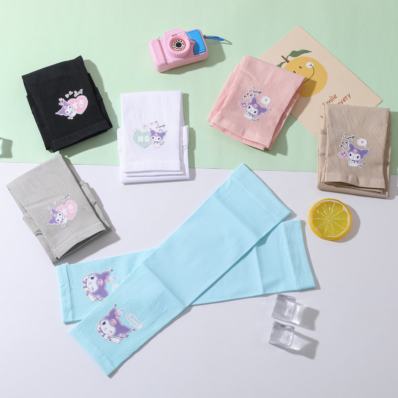 Cartoon Children's Elastic Invisible Sunscreen Sleeve Socks for Students and Sports, Cooling Ice Silk Sleeve Socks, Factory Wholesale