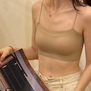 Seamless Strapless Bra for Women with Anti-Exposure Design, Thin Camisole with Beautiful Back, Integrated Vest, Ice Silk Summer Thin Bra