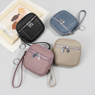 2025 New Top Layer Cowhide Small Wallet Women's Genuine Leather Small Lipstick Headphone Storage Keychain Mini Coin Purse