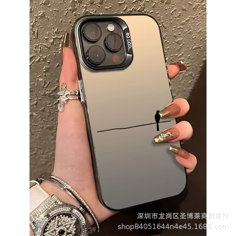 Black Pigeon Suitable for Apple 15 Color Silver iPhone 14 Promax Creative 13/11 Frosted 16 Protective Cover 17