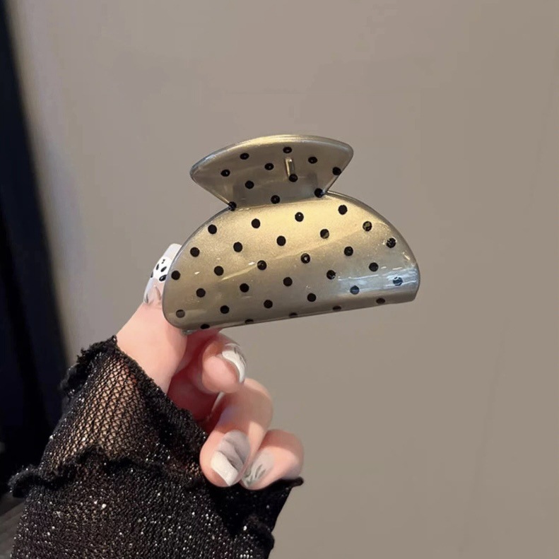 Gray polka dot small fan shape