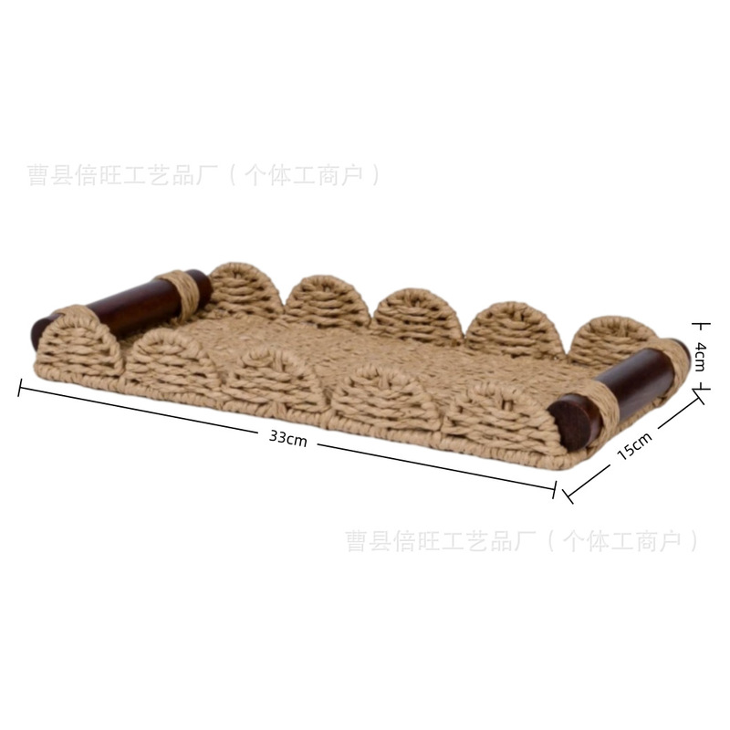 New cross-border handle-woven storage basket, desktop remote control storage box, paper rope woven snack and key storage basket