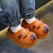 卡皮巴拉儿童棉拖鞋踩屎感男童冬季卡通可爱防滑室内软底宝宝拖鞋