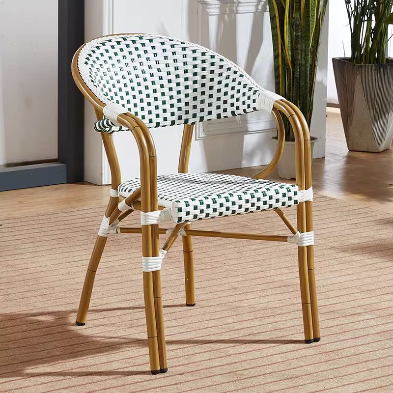 Mesa y silla de caña al aire libre mesa de té doméstica de aleación de aluminio minimalista balcón patio jardín interior impermeable silla de ocio moderna