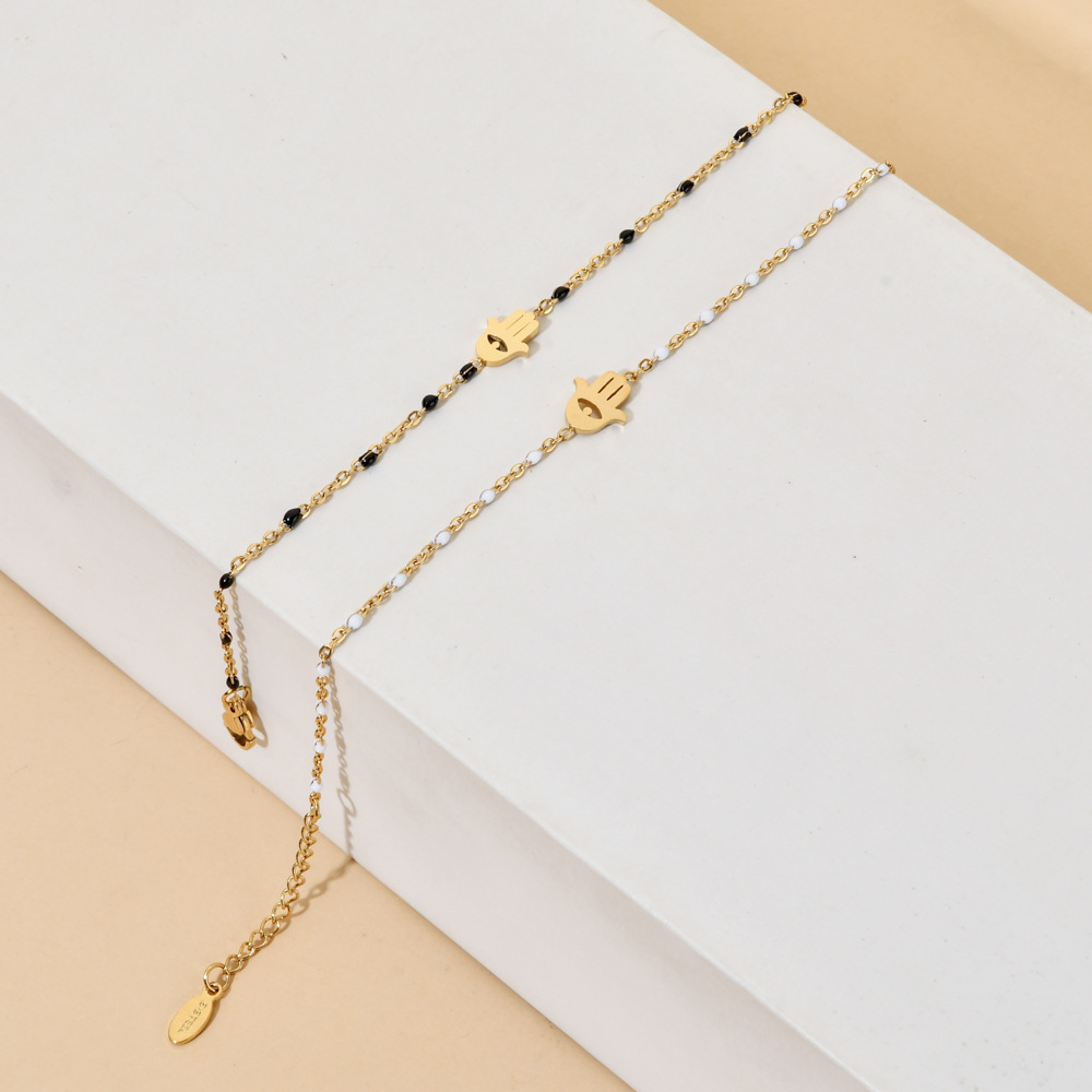 Bracelets Classification Bohemian Simple Style Palm Eye Stainless Steel Enamel Plating Hollow Out Bracelets