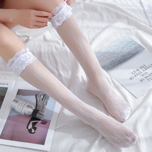 Japanese jacquard JK socks anime mid-calf socks cosplay Lolita bud stockings lace Lolita calf socks