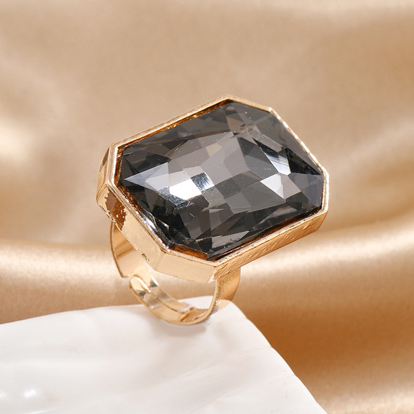 Rectangular fashionable elegant trend one size ring with stone