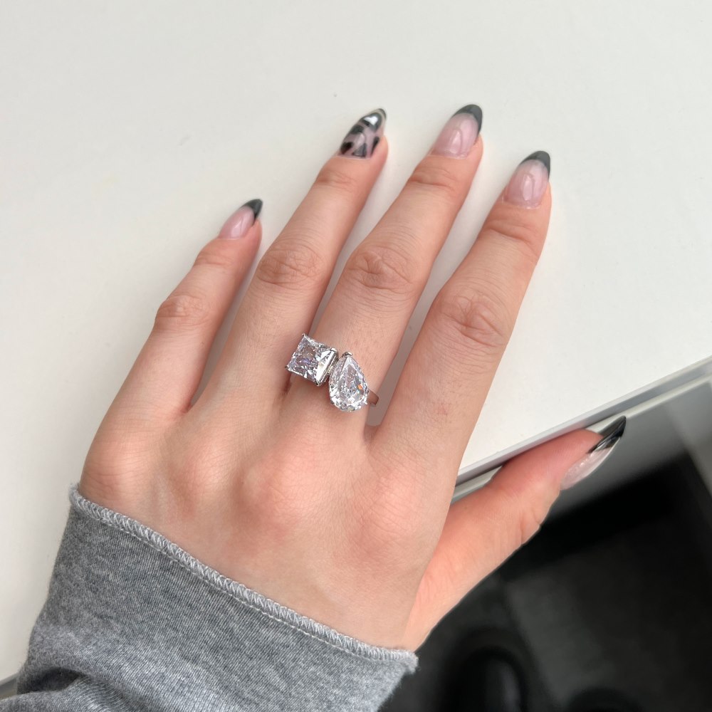 Fashion Geometric Sterling Silver Plating Zircon Rings 1 Piece