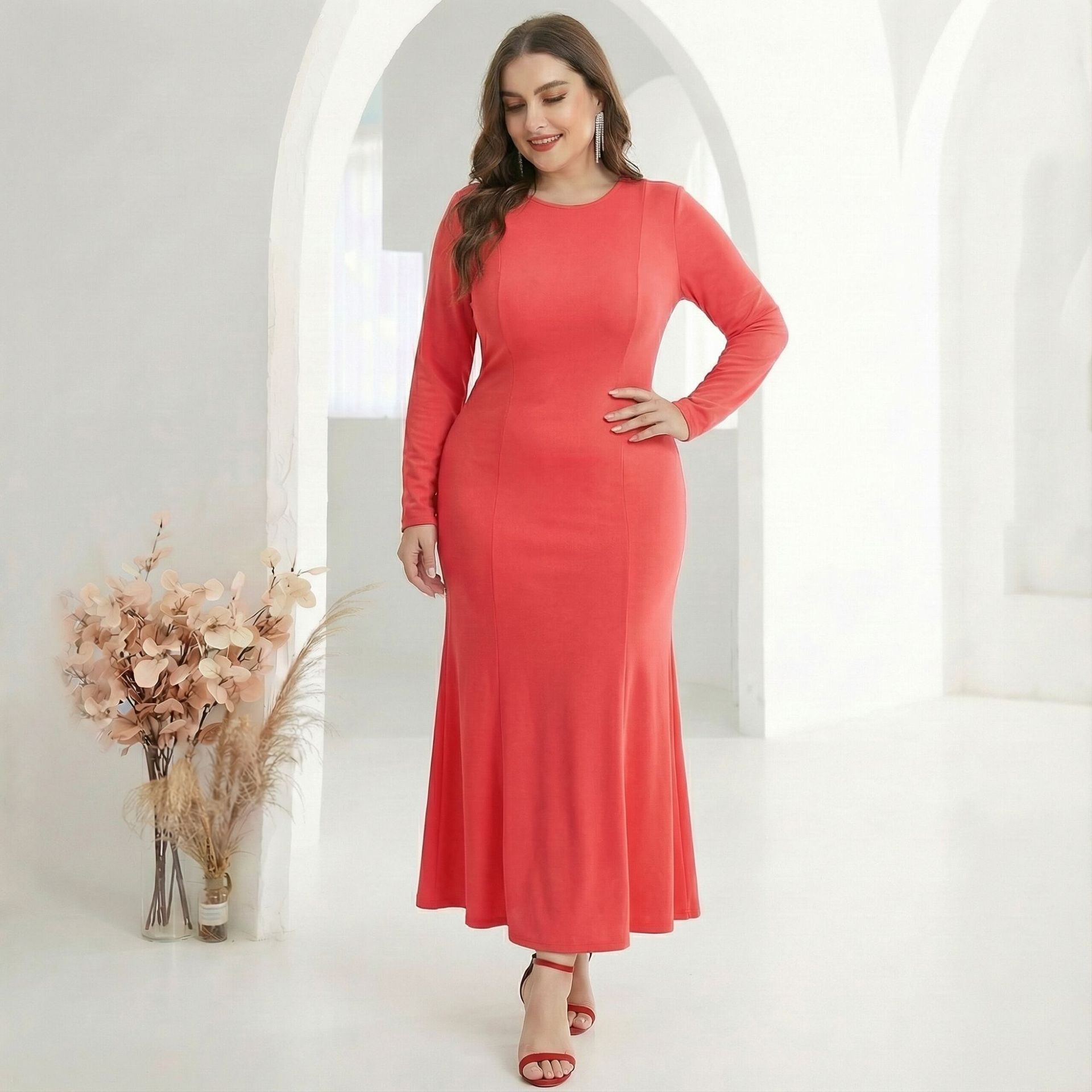 Middle Eastern Women's Clothing, Dubai Robe, Plus-size Commuter Milk Silk Skirt, Cross-border Long Dress,_ecoleips.com