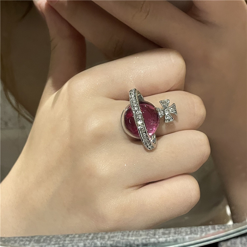 Bague En Diamant Sphère Rubis Rose Mode En Gros Nihaojewelry display picture 2