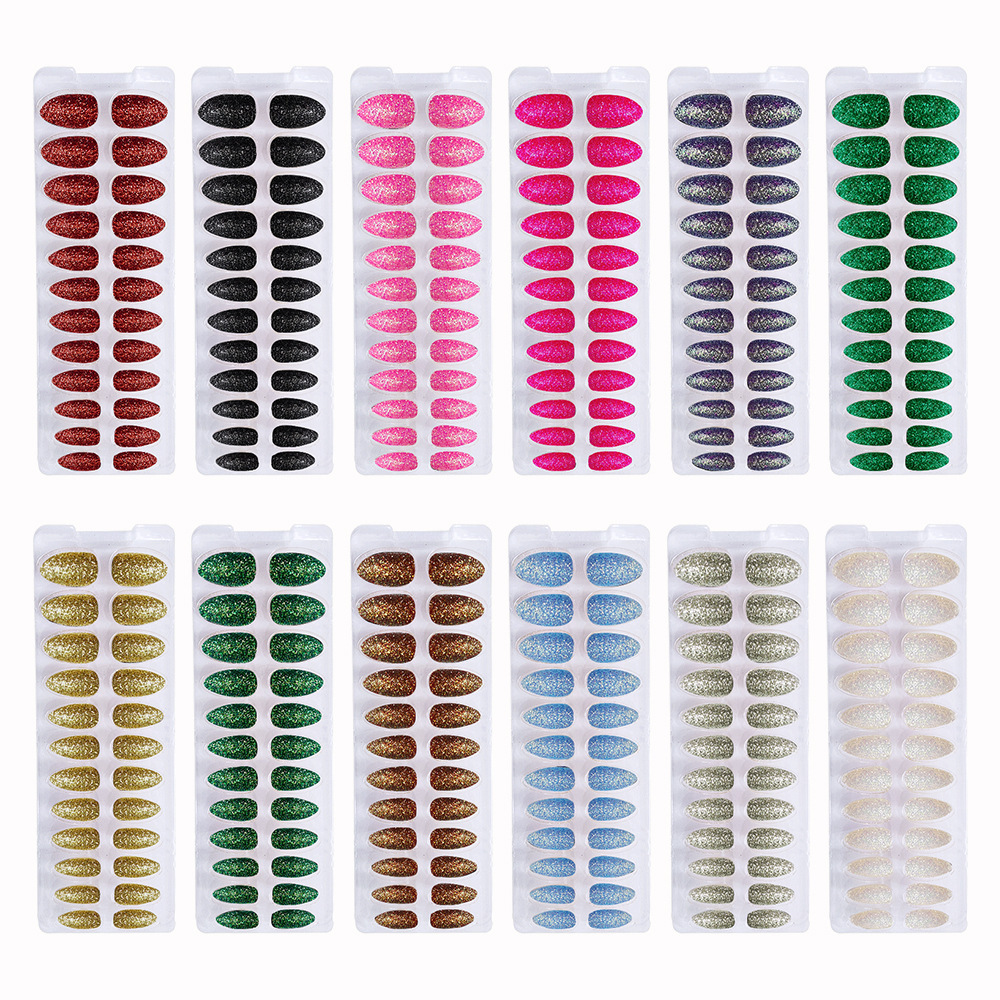 Uñas postizas largas europeas y americanas, uñas postizas puntiagudas largas, pegatinas de uñas con diseño de pico de águila, en caja, con brillo mate.