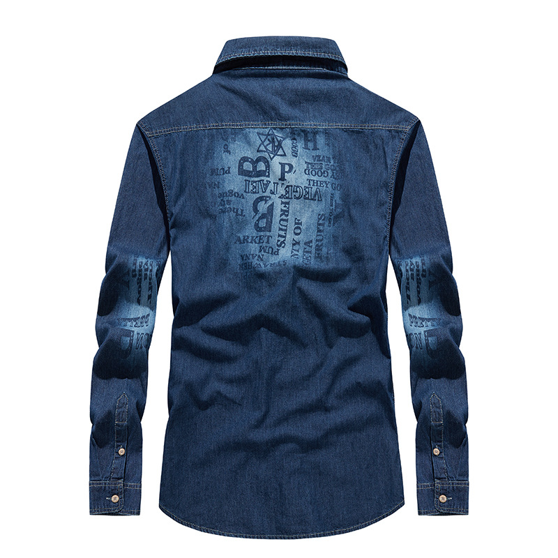 2024 primavera y otoño nuevo estilo retro vaquero herramientas casuales camisa de color sólido moda masculina multifacética camisa casualizada