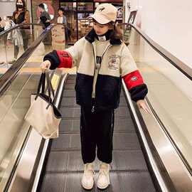 冬装2025新款女童外套中大童加绒加款厚羊羔绒毛毛衣时髦洋气大衣