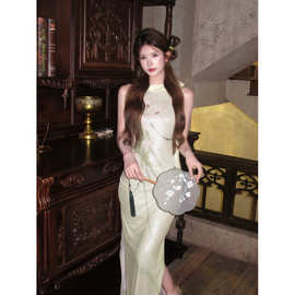 实拍现货春水百合连衣裙