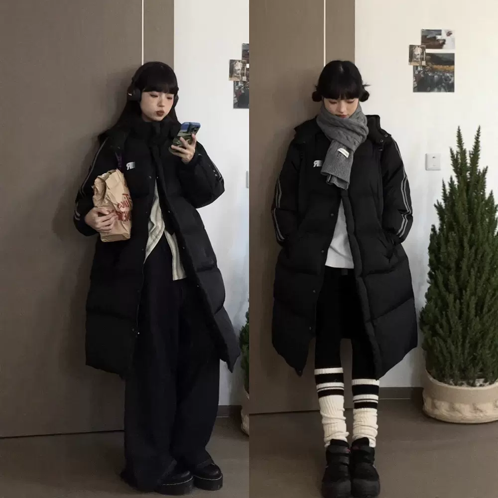 羽绒棉服女中长款2025年新款冬装过膝棉衣小个子韩系加厚棉袄外套