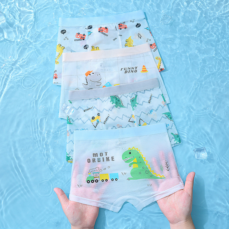 Wholesale Summer Ice Silk Mesh Boys' Underwear Breathable Boxer Briefs for Older Children and Little Boys Children's Breathable Ice Silk