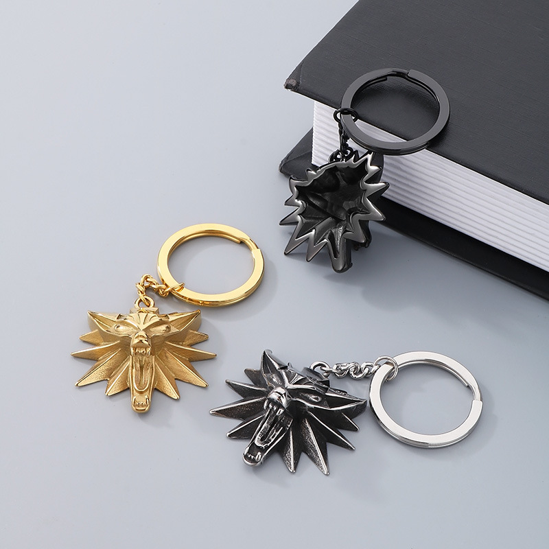 witcher 3 Wizard 3 Wolf Head Keychain Game Peripheral Gift Car Accessories Key Ring Pendant Accessories