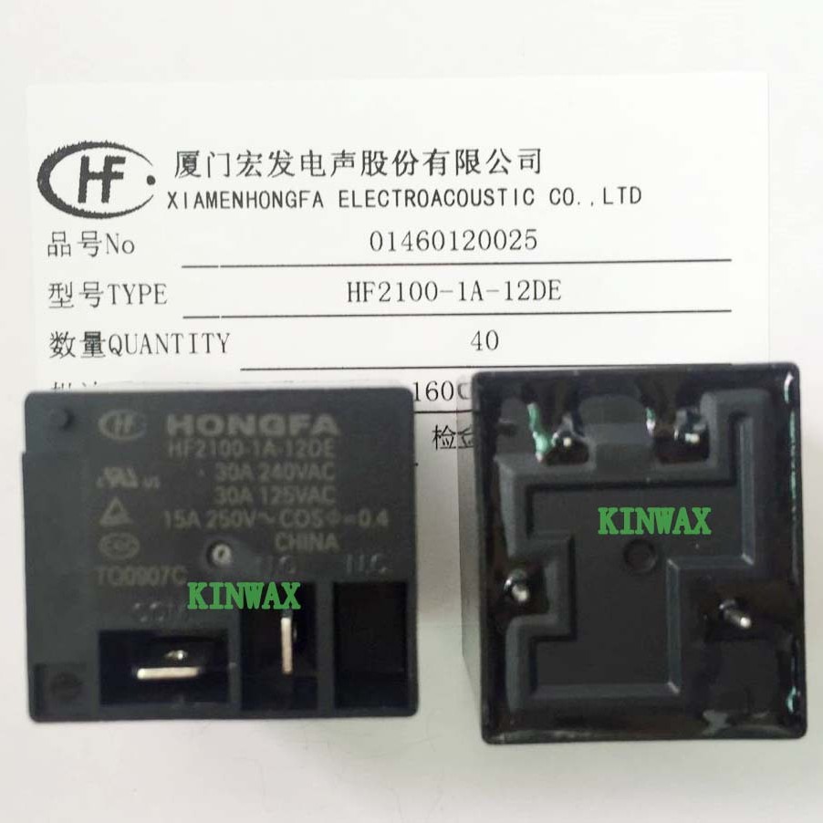 HF2120-1A-5DT 一组常开4脚30A T91继电器HONGFA