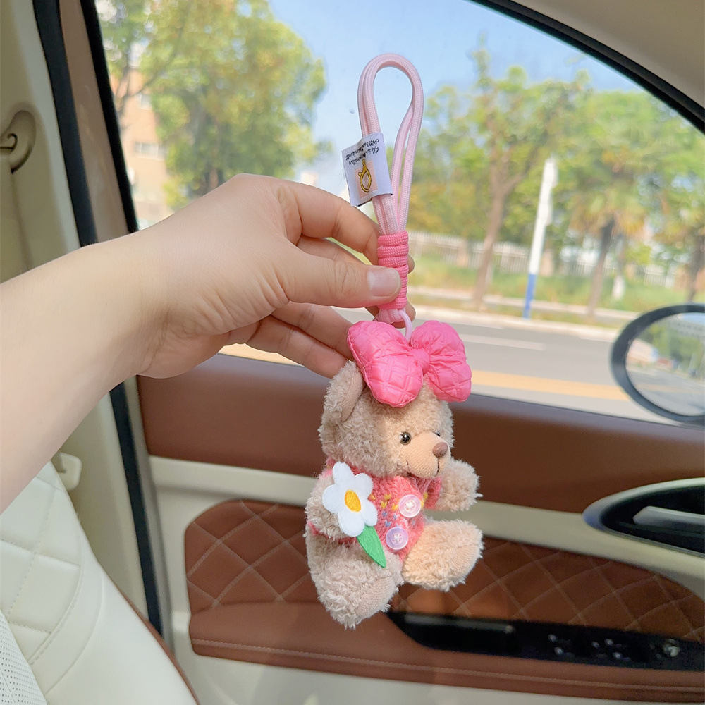 Red popularidad de aire de oso llavero de dibujos animados de alta calidad muñeca de peluche lindo bolso colgante llave del coche mujer
