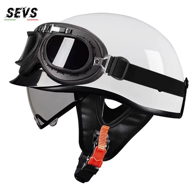 summer scooter half helmet, electric, Motosiklet kaskı (dəbilqə) - bright-white-tea-tinted-mirror-black-frame-mirror-m