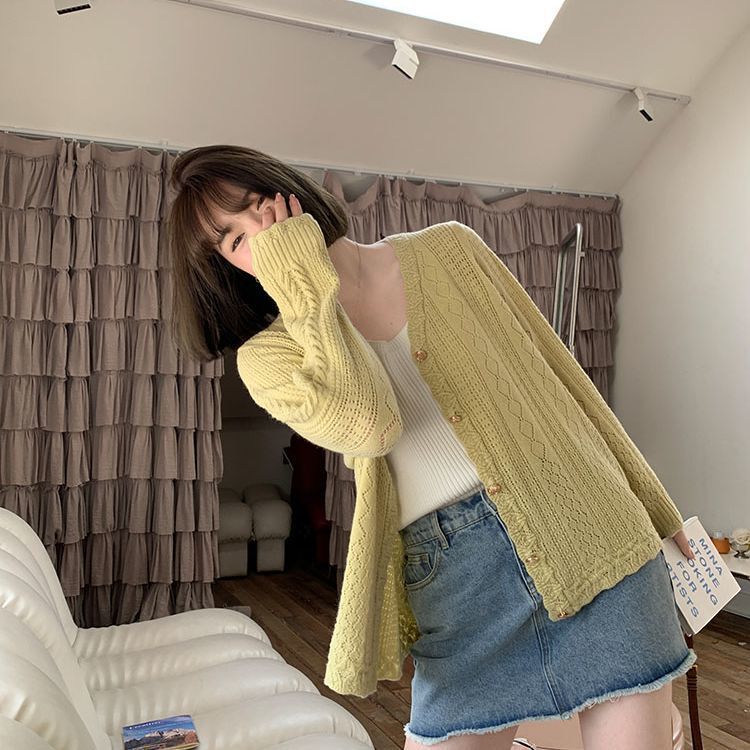 250斤大码女装V领纯色高级感长袖针织开衫宽松慵懒风通勤小众上衣|undefined