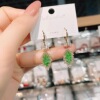 Trend earrings with bow, fresh universal green crystal earings, 2022 collection