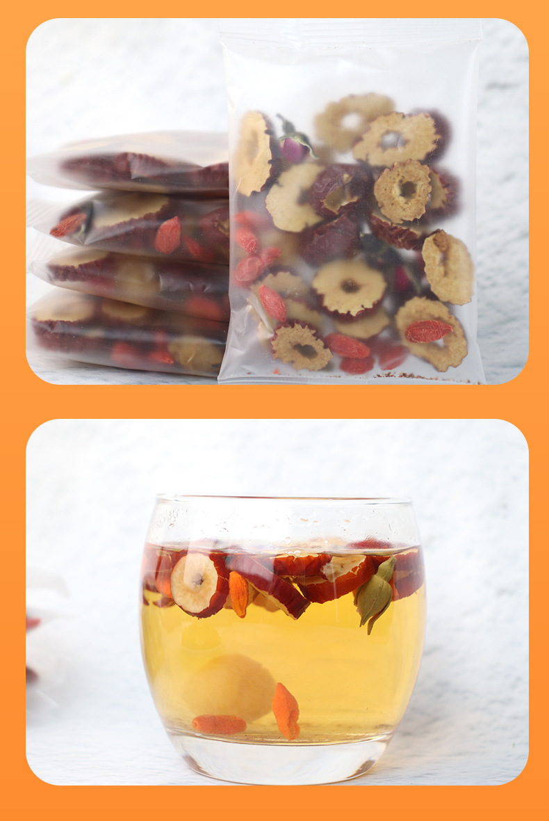Longan Red Date Rose Tea 150g Boxed Herbal Blend 15 Individual Sachets Daily Floral Infusion in use