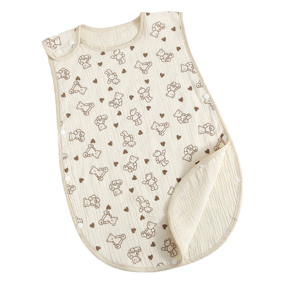 Four-Layer Children's Gauze Sleeping Bag, Anti-Kick Baby Blanket, Sleeveless Vest, Summer Thin Style, Korean Style Crepe Fabric