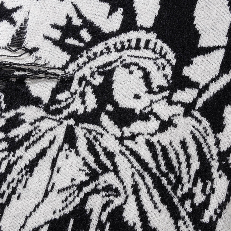 YWFG mujer americana retro bordes de lana 2024 Año Nuevo otoño pareja alta versátil cuello redondo manga larga suéter de punto