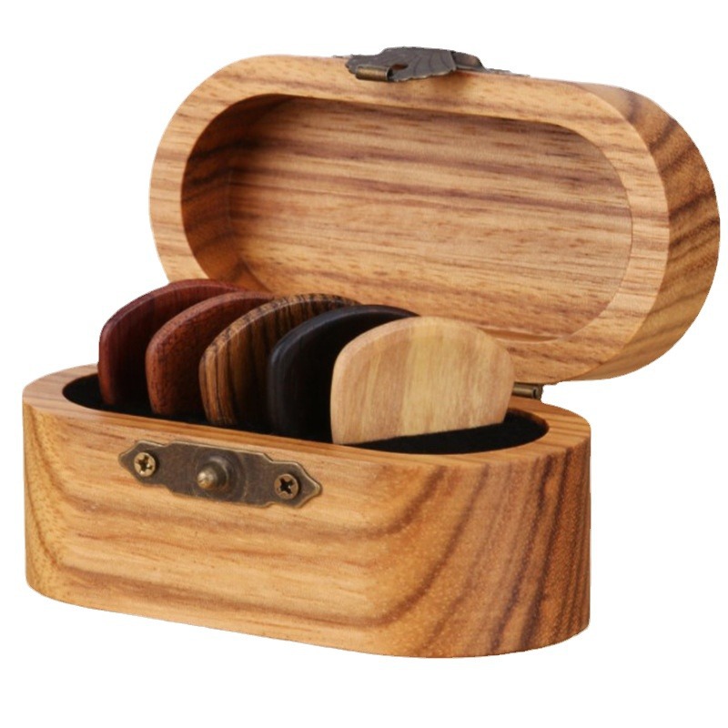 Caja de paletas de guitarra Caja de paletas de madera maciza Caja de almacenamiento de paletas de madera Caja de regalo con paletas Caja de paletas de madera al por mayor