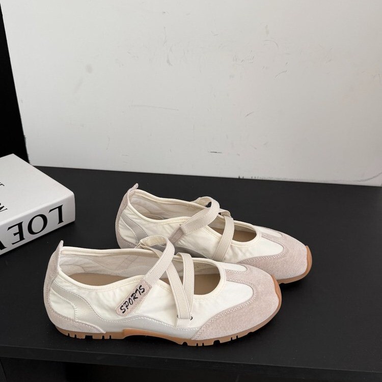 Moon Island Sports Mary Jane Shoes for Women 2026 Summer New Retro Ballet Shoes with Velcro and Skirt Matching German Training Shoes