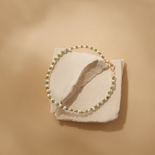 天然水晶綠色橄欖石手鏈女3mm切面極細水晶手串復古手飾