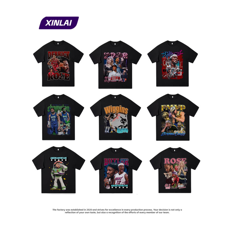 Cross-Border American-Style Star Players Rose, James, Morant, Curry Printed Short-Sleeve Pure Cotton Streetwear Quality T-Shirt Cross-Border American-Style Star Players Rose, James, Morant, Curry Printed Short-Sleeve Pure Cotton Streetwear Quality T-Shirt