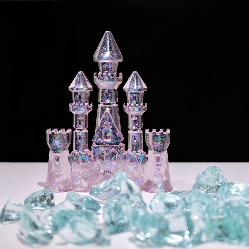 インターネット有名人の湖水ブルークリスタル城カルーセル水槽造園マイクロ風景タイベタロイモの装飾品|undefined