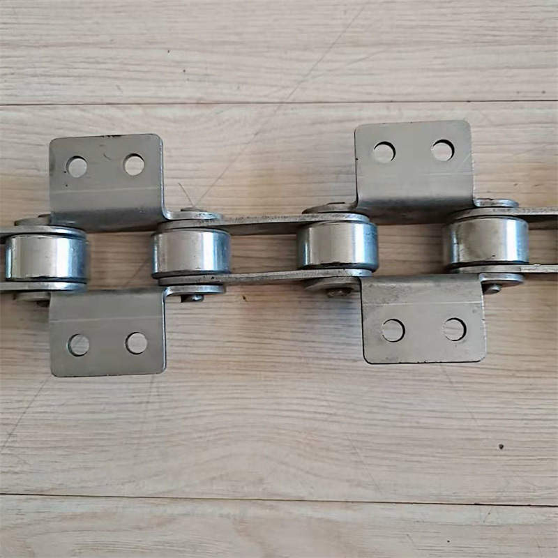 厂家现货供应不锈钢双侧双孔弯板链条批量生产双节距滚子输送链条