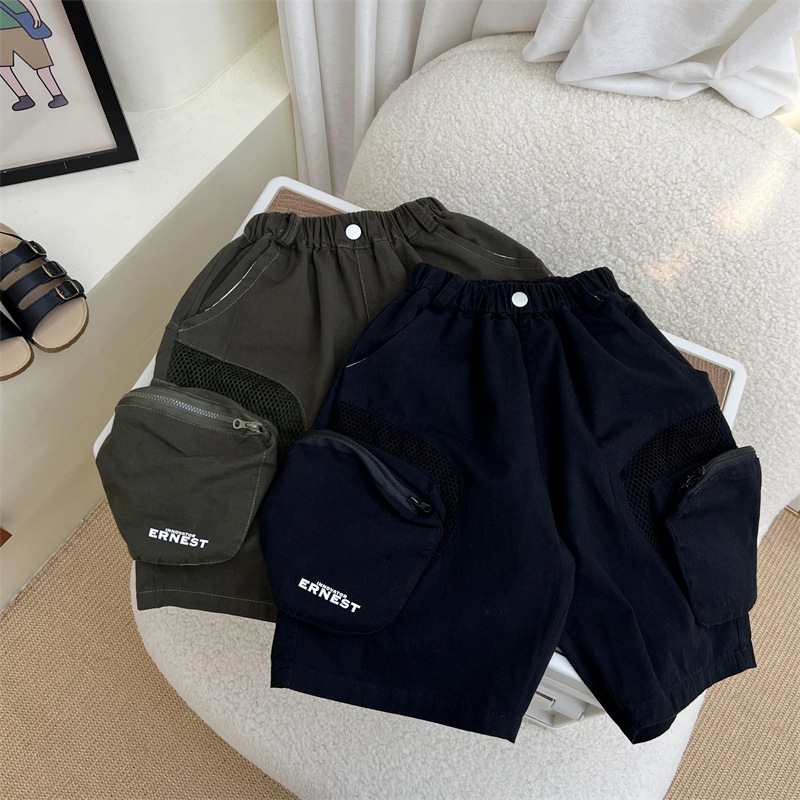 2024 Drenge Sommer Amerikanske Arbejdsshorts med Store Lommer til Børns Fritid Løse Vandvaskede Bomuldsbukser Over Knæ 5/4_voghion.com