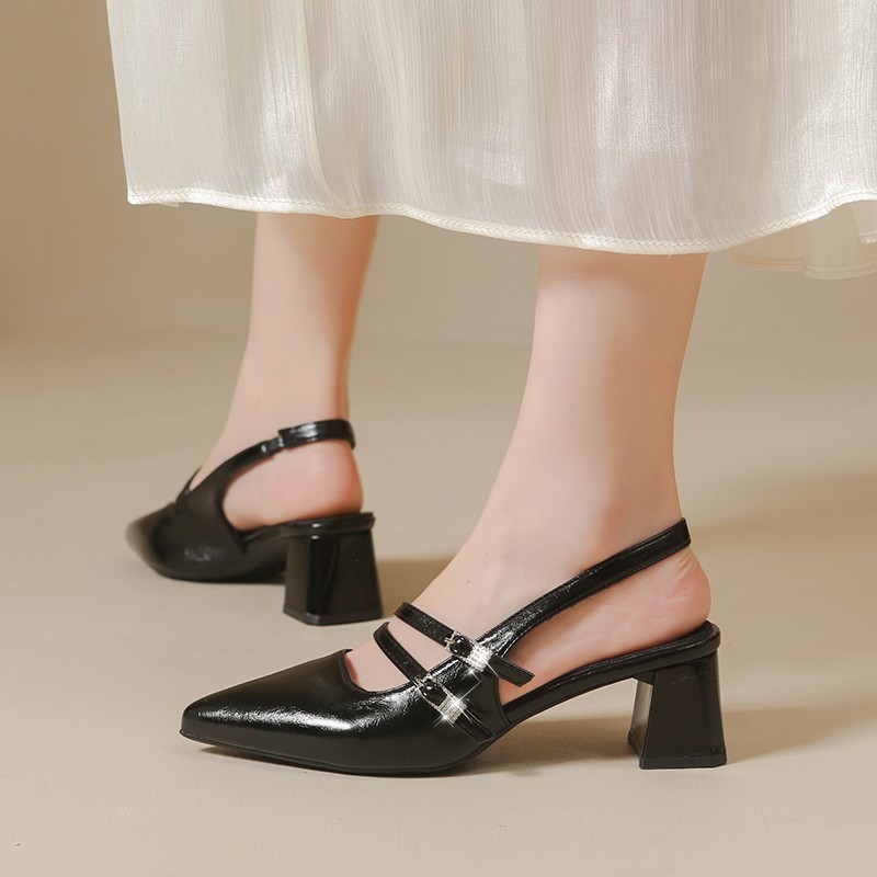 Baotou sandalias para mujeres 2026 nuevo verano zapatos de tacón medio grueso con falda de hadas estilo zapatos de tacón alto